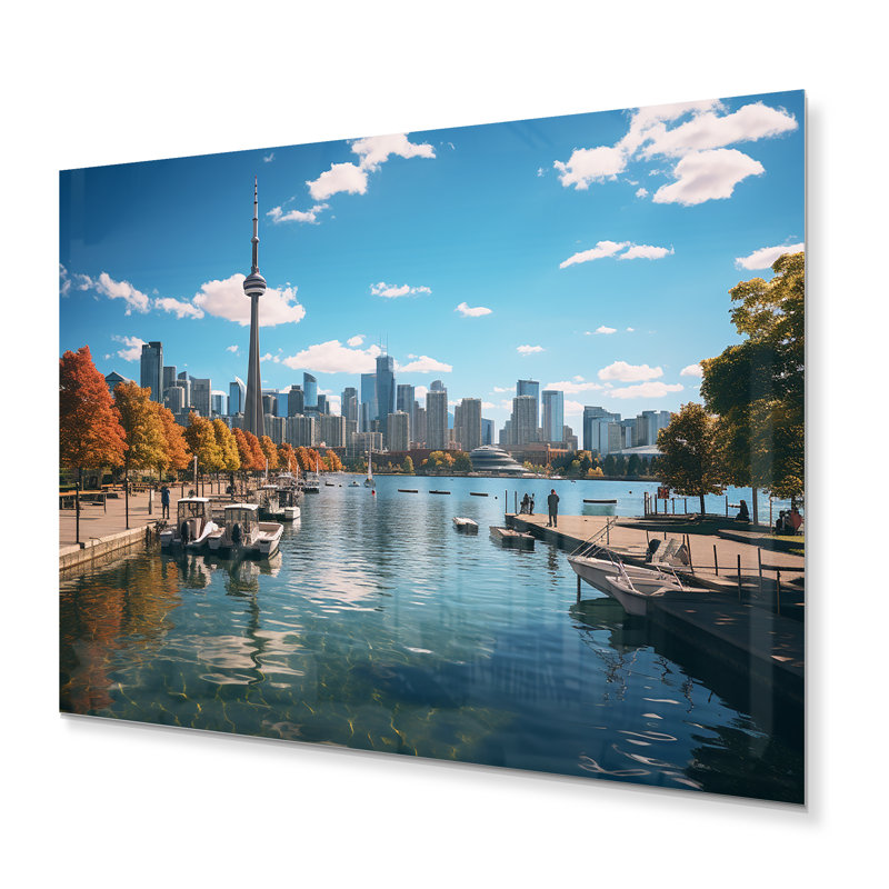 Paysage urbain de Toronto pendant la journée - reproduction d'art sur métal sans cadre, H 12 po x l 20 po x P 1 po