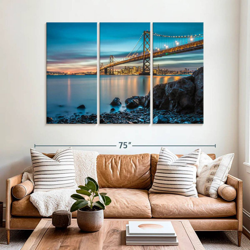 Lilie Oakland Bay Bridge au crépuscule, H 42 po x l 65 po