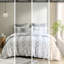 Housse de couette pour lit très grand / très grand - coton, motif de rayures grises 3 pièces