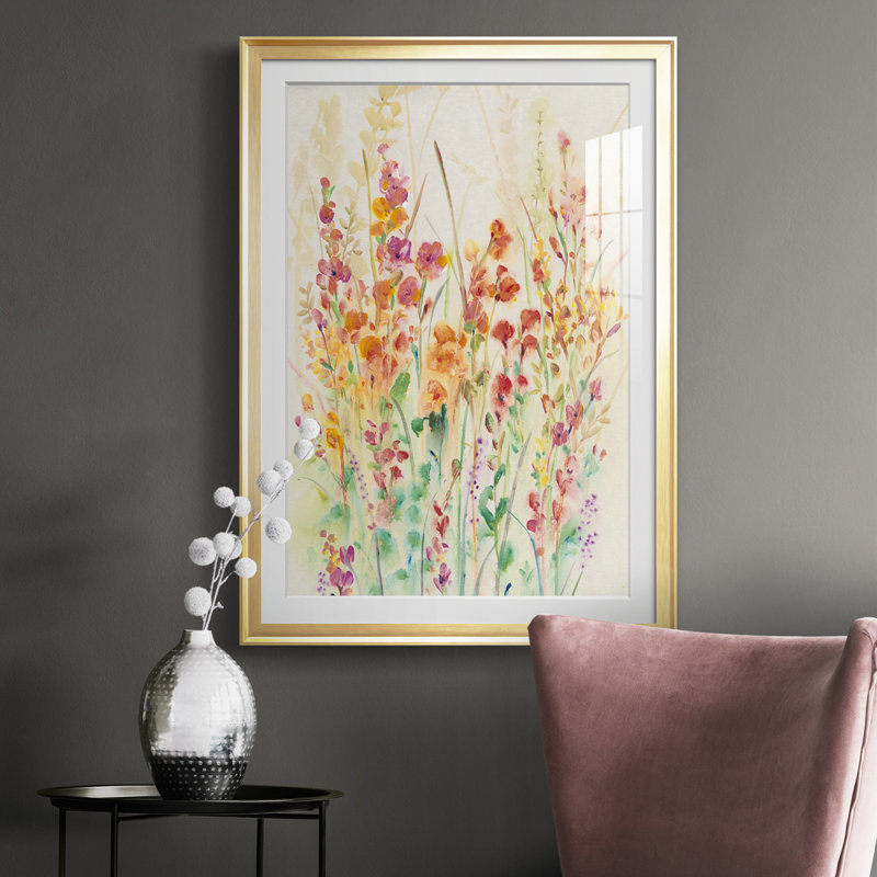 Brillant floral II - imprimé, H 42,5 po x l 30,5 po x P 1 po, Cadre doré