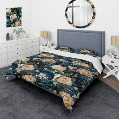 Ensemble de housse de couette rose rose et feuille noire