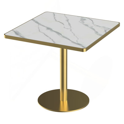 Square Modern Dinning Table 31.5 Inches Bistro Table Table With Faux Marble Top,Easy Assemble,Sturdy Metal Frame Diameter