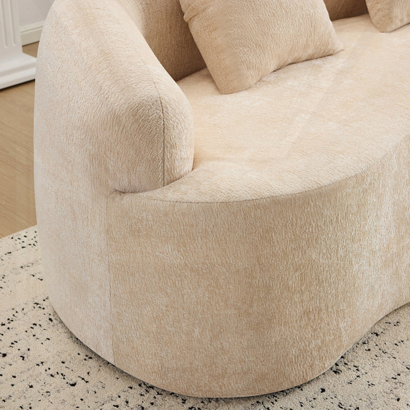 Canapé courbé avec accoudoirs arrondis, H 27,6 po x l 73,4 po x P 35 po, Beige
