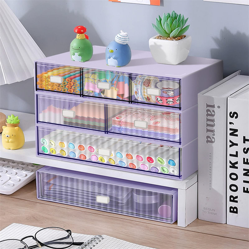Cardae Plastic Desk Organiser, Purple