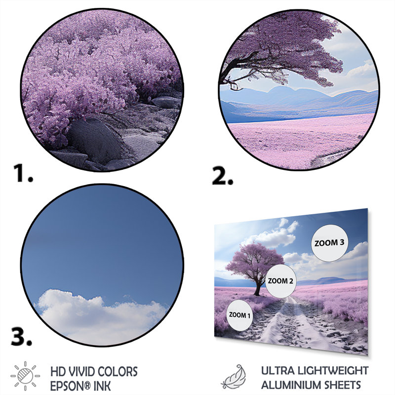 Champ de fleurs lavande éthérée II - impression sans cadre sur métal, H 16 po x l 32 po x P 1 po