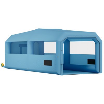 AMERLIFE 40x16.5x13.1 FT Inflatable Paint Booth with 1100W+750W Blowers, Upgrade 4-Stage Filters System & Peak Roof, Portable Paint Booth with PVC Windows for DIY, Mobile Detailing, Auto Refinish