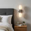 Applique murale moderne en nickel 2 lumières pour salle de bain, classée Ip44, base candélabre E12 pour salle de bain-574212558
