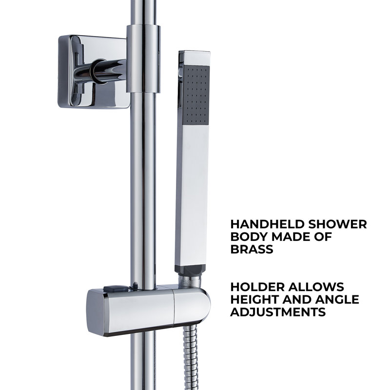 Polaris Lux 10" Chrome Square Rainfall Shower System with Handheld