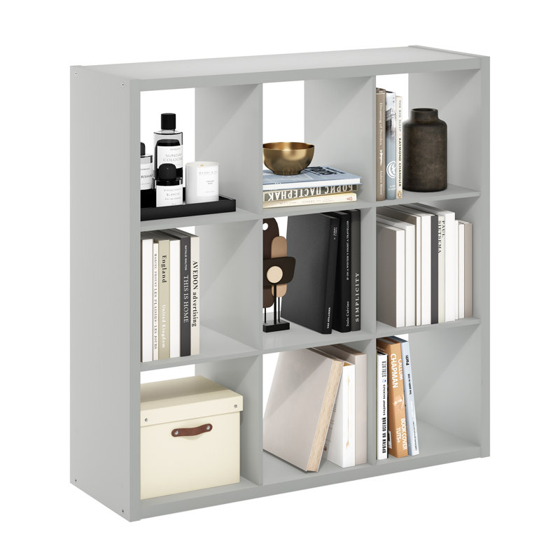 43.78'' H X 43.78'' W 9-Cube Bookcase, Light Grey