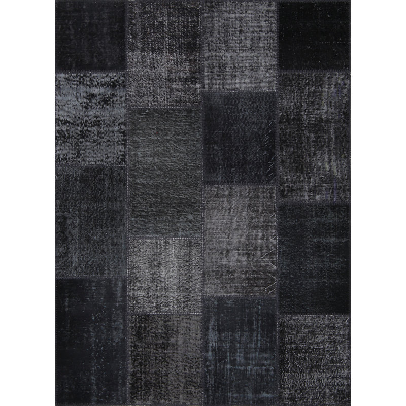 Tapis noir en laine / coton Chella, Rectangle 5 pi 3 po x 7 pi 3 po