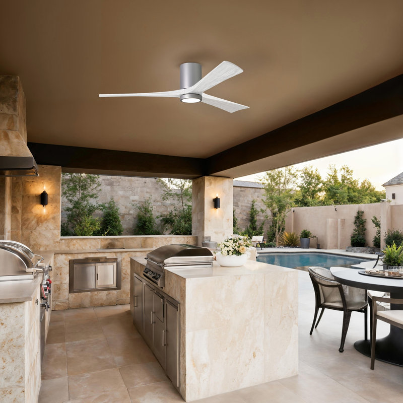 Irene LED Ceiling Fan, Brushed Nickel, 60", Matte White