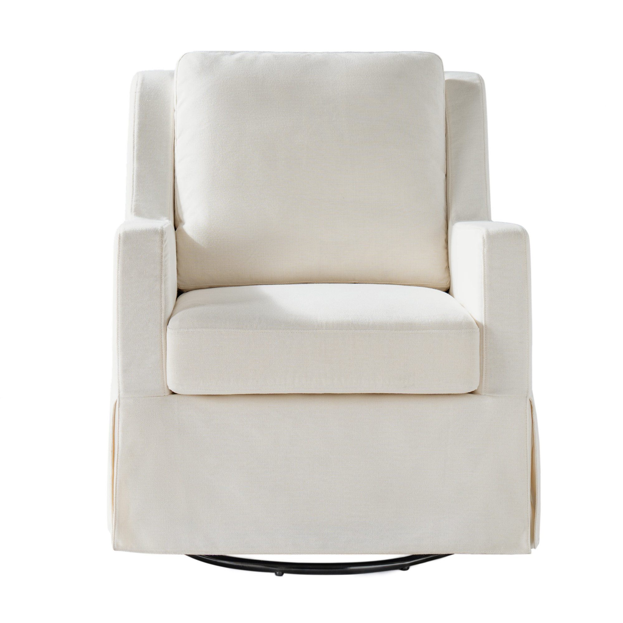 Minni Farmhouse Swivel Rocking Chair, Ivory
