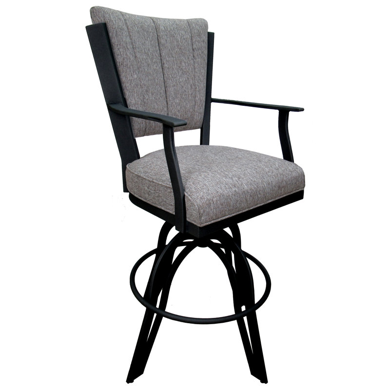 Tabouret de bar rotatif Trisha, Tabouret de bar (siège d’une hauteur de 30 po), Gris