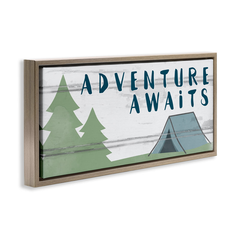 Une aventure attend une scène de camping, H 11 po x l 25 po, Cadre flottant orme Montalcino