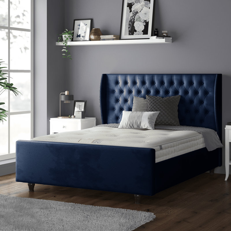 Bartelt Upholstered Bed, Double (4'6), Royal Blue