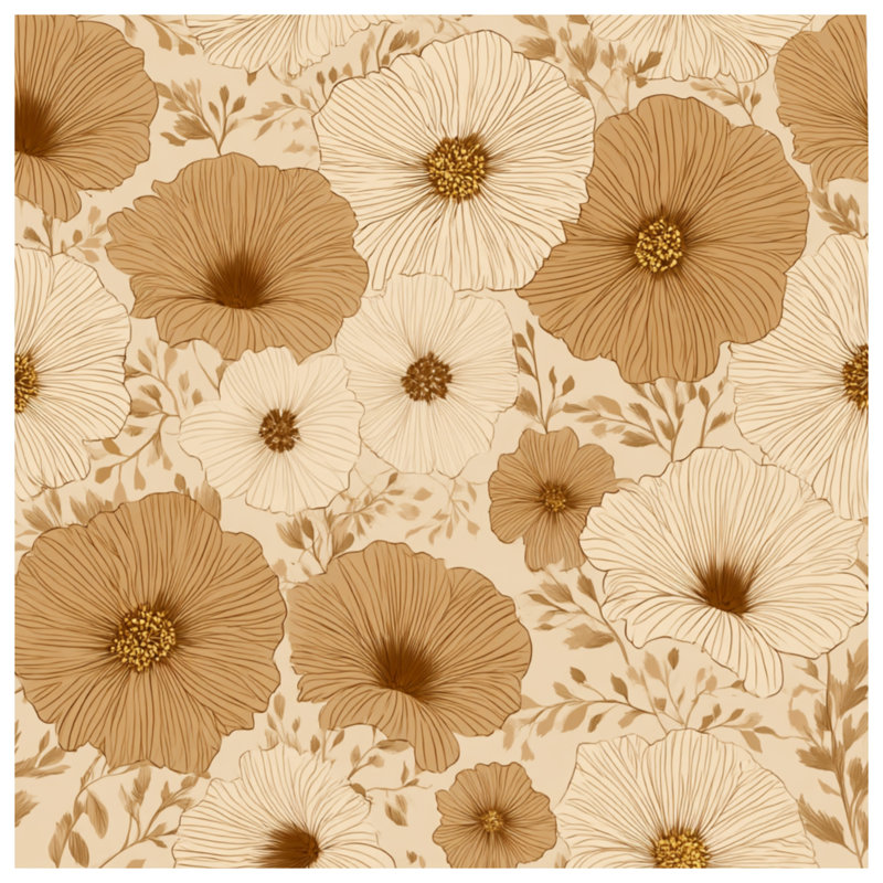 Édredon floral avec literie rétro, Édredon simple extra long, Beige / brun floral