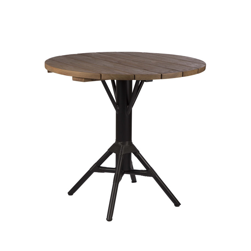 Nicole Outdoor Cafe Table - 32" Round Teak Top, Black