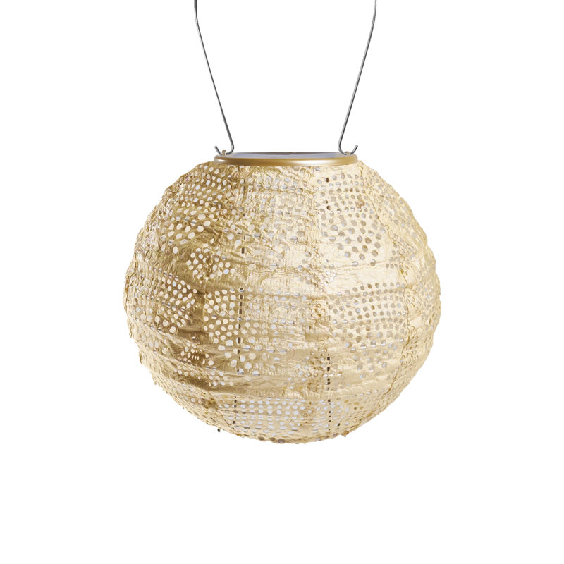 Luminous Pearl Wave 14.5" Tyvek Solar Hanging Lantern