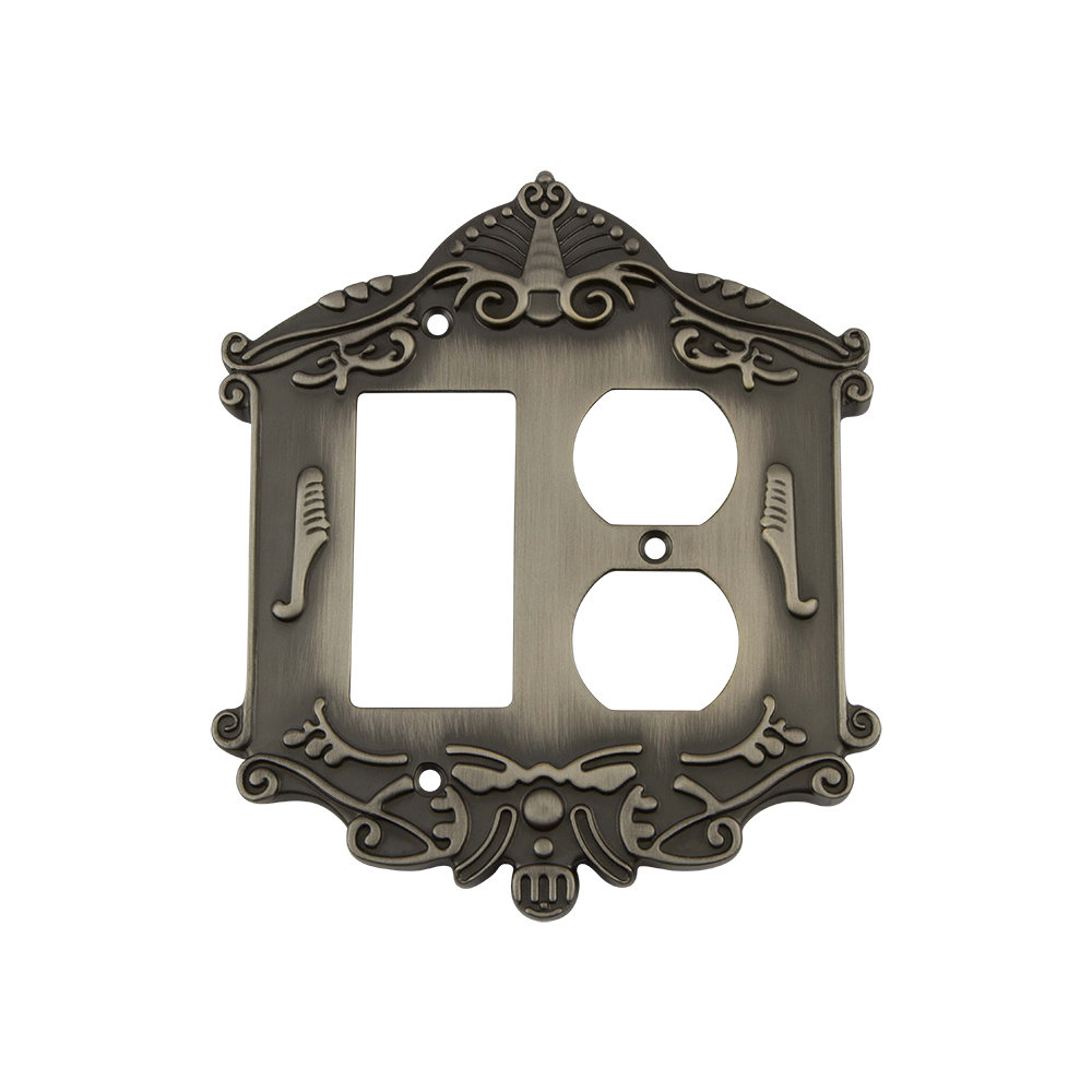 Victorian 2-Gang Duplex Outlet / Rocker Combination Wall Plate Nostalgic Warehouse 