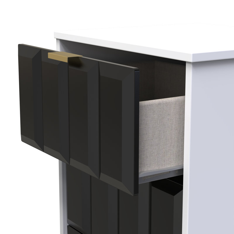 Arnesto 45cm W Manufactured Wood Bedside Table, Deep Black/White Matt