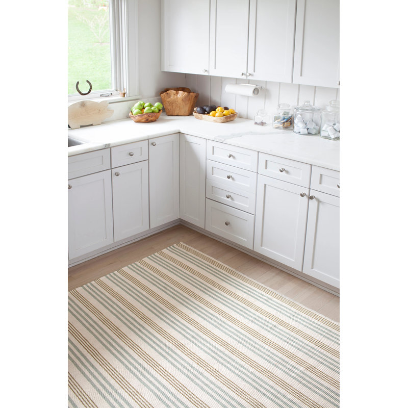 Olive Branch Handwoven Cotton Rug, Runner 2'6" x 8'