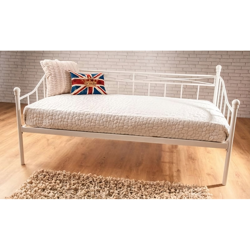 Leonardo Steel Daybed (Trundle Not Included), White, Single (3')