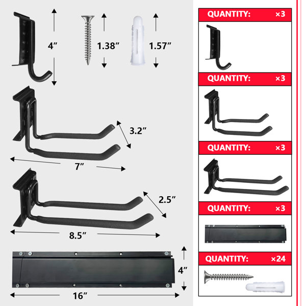 Red Barrel Studio® Heavy-Duty Tool Holder Garage Tool Rack Wall