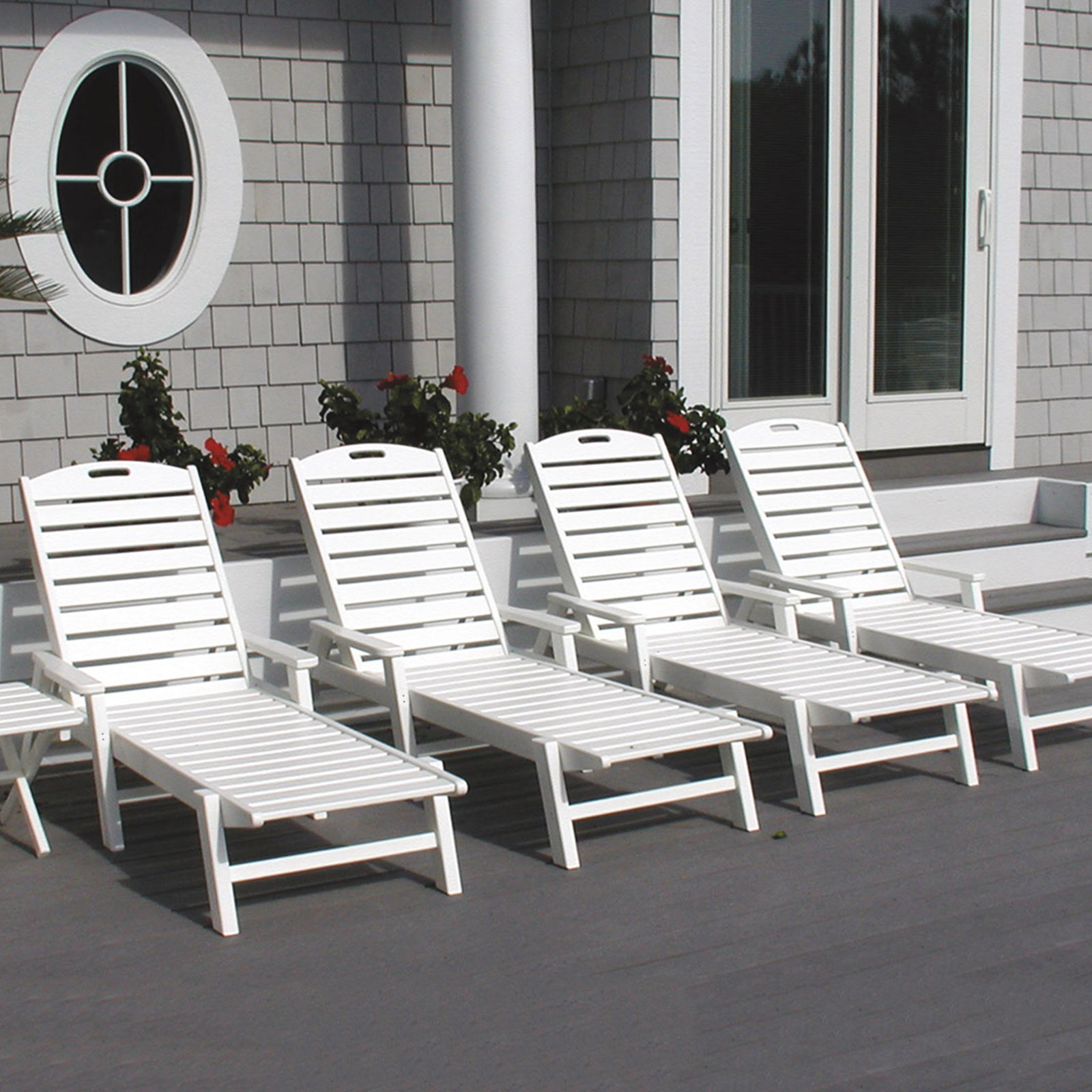 POLYWOOD® Nautical 27" Patio Chaise Lounge, White