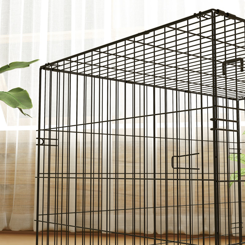 Metal Collapsible Pet Crate with 2 Doors, 68cm H x 91cm W x 62cm D