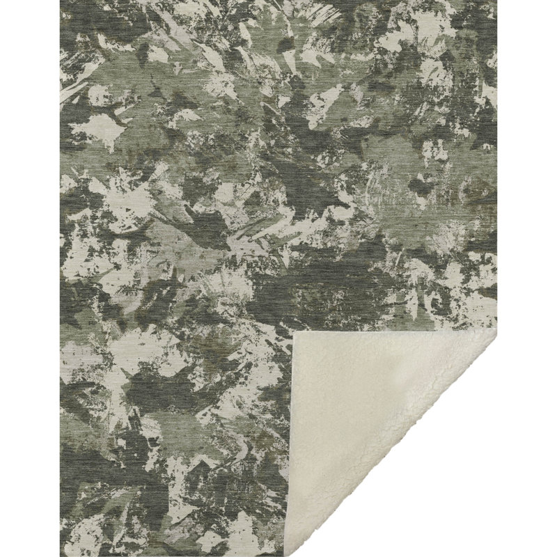 Jeté floral Sherpa ASB885 Addison, Olive