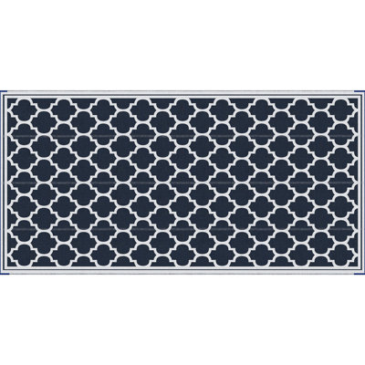 Tapis extérieur réversible Outsunny, tapis de paille en plastique imperméable 9 pi x 18 pi, tapis de camping portatifs pour camping-car avec sac de transport, grand tapis de sol pour la cour, le pont, le pique-nique, la plage, le bleu et le blanc