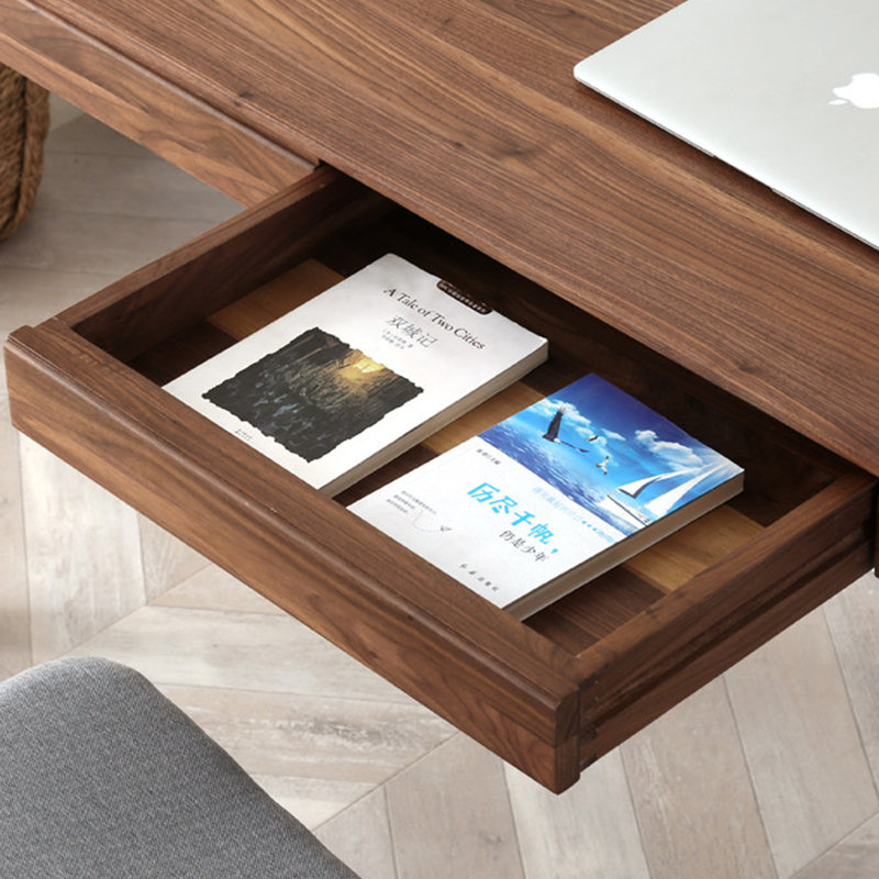 Bureau élégant en bois massif rétro, 29.52" H x 62.99" W x 25.59" D