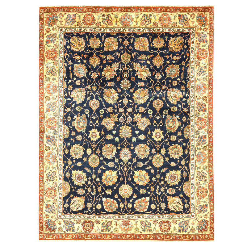 Tapis rectangulaire en laine noué à la main