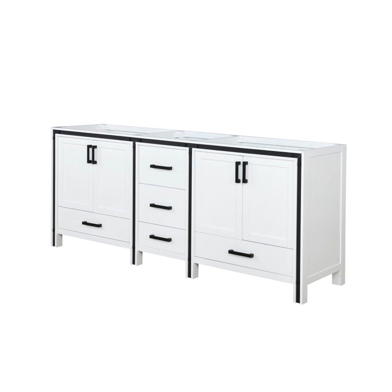 Meuble-lavabo double D 22 po, H 34,38 po x l 21,38 po x P 72 po, Blanc