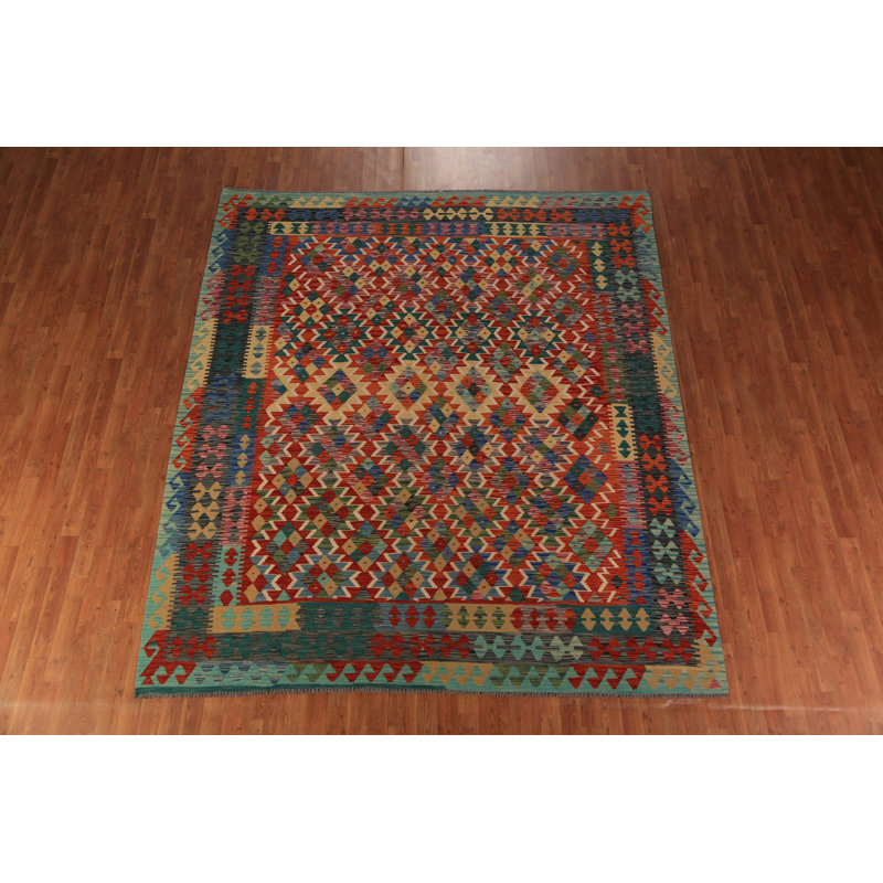 Tapis oriental kilim en laine à tissage plat 8 x 10