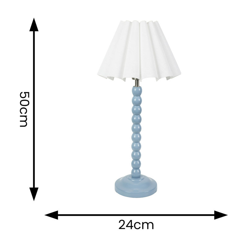 Asayo Wood Table Lamp, White, Blue, Yes