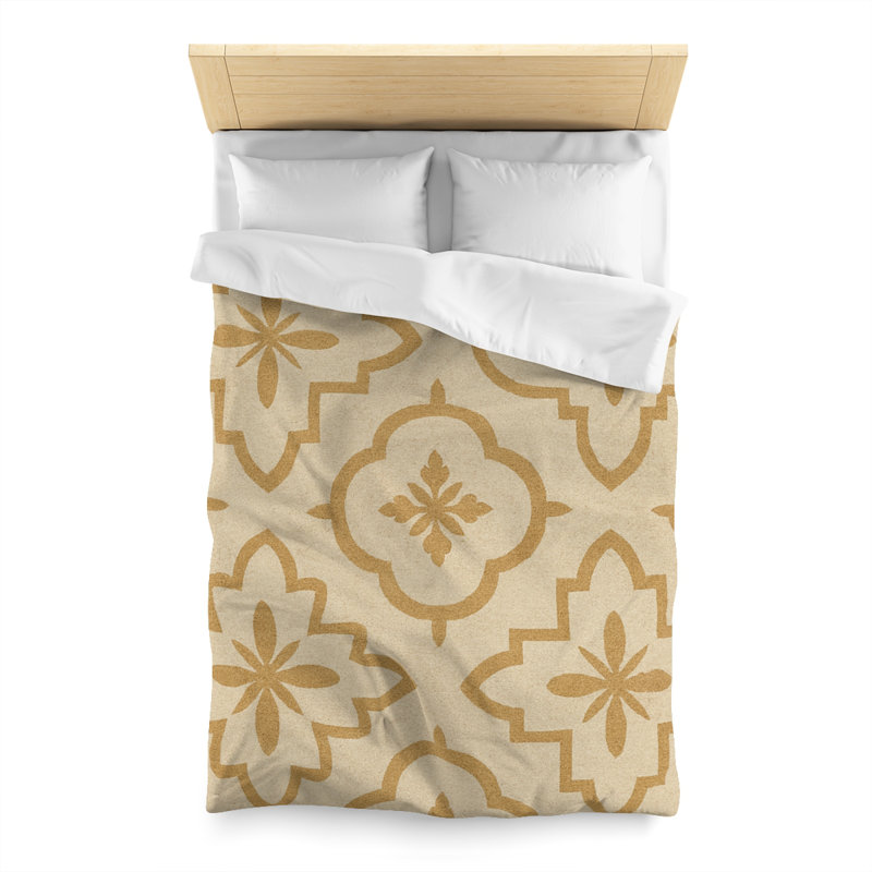 Microfiber Duvet Cover Boho Style, Design 34, Twin Duvet Cover, White