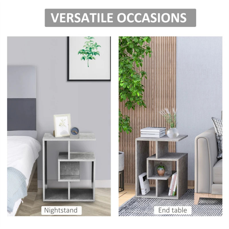 40cm W Manufactured Wood Bedside Table, Grey