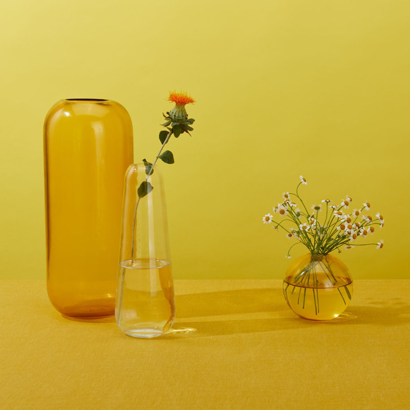 Vase de table Aurora, H 12,5 po x l 5 po x P 5 po, Amber