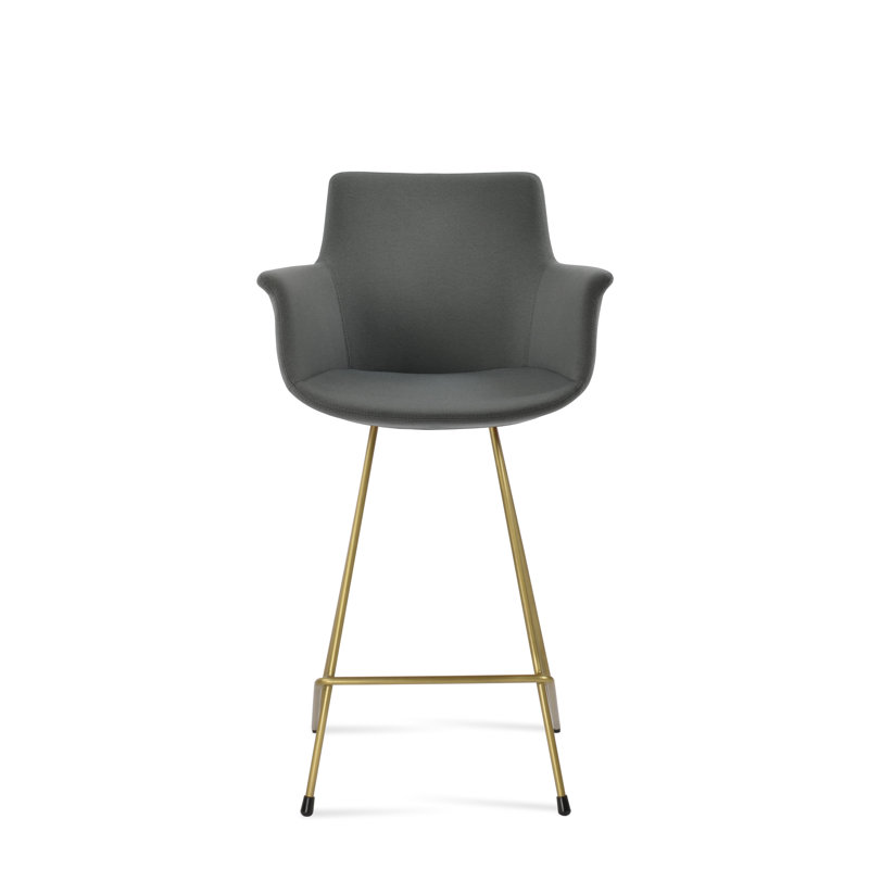 Bottega Cat Bar & Counter Stool, Gray Era, Brass, Counter Stool (24" Seat Height)