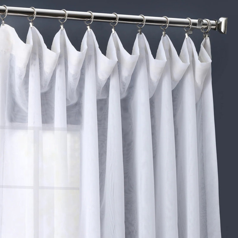Apollo Extra Wide Double Layered Voile Sheer Single Curtain Panel, 100" W x 96" L, White