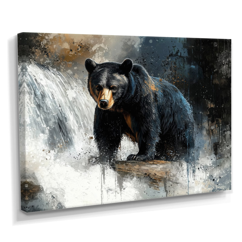 Ours à la cascade Edge II - ours, décoration murale, H 12 po x l 20 po, Toile tendue sur cadre, Ne s’applique pas