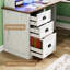 Bureau d'ordinateur en L avec tiroirs de rangement et bibliothèque, poste de travail de bureau à domicile avec charge USB et lumière DEL-250773502