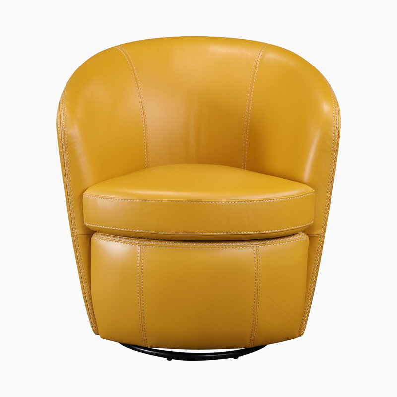 Chaise pivotante moderne et contemporaine de 31 po avec 100% cuir fleur Terza, pivotant à 360 degrés, mousse Dacron enveloppée de haute densité