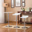 Ensemble de table de bar à hauteur réglable en bois et métal chromé et 2 tabourets pivotants réglables en chrome-85593348-85593350