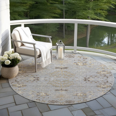 Machine Washable Indoor/Outdoor Cicel ACN1156 Gray Rug
