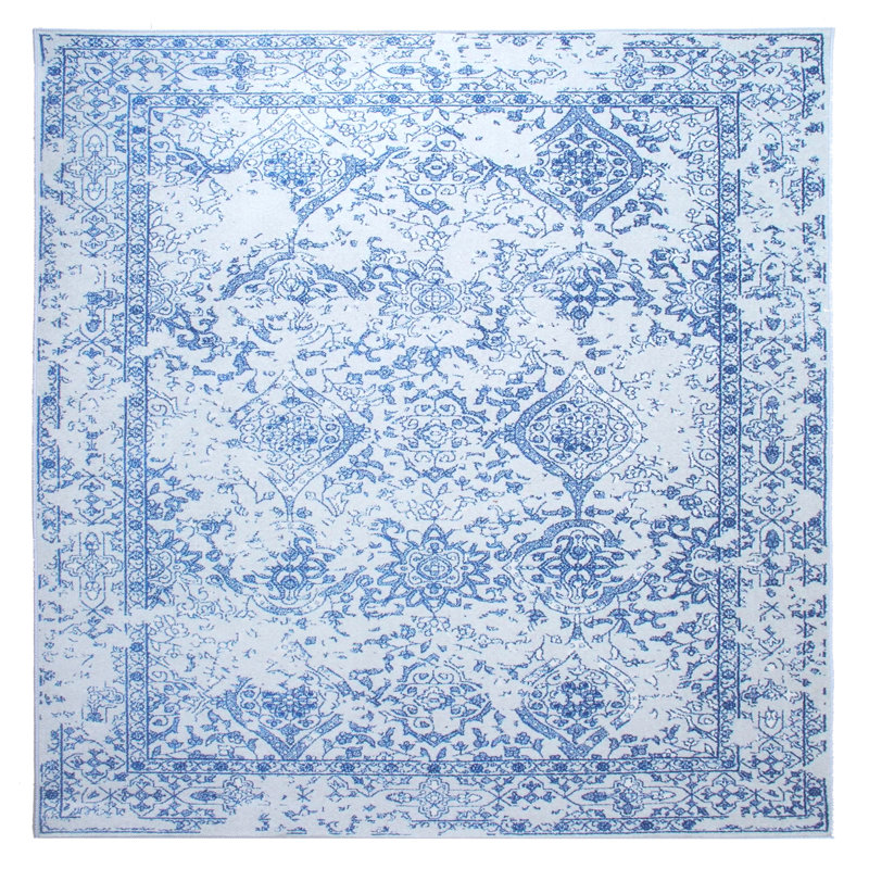 Modern Broken Design Machine Washable Area Rug with Built-in Padding and Non-Slip Backing, Square 8'