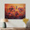 Coucher de soleil à l'horizon II - Art mural traditionnel en bois