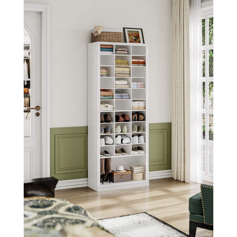 11-Tier Widen Shoe Storage Cabinet, Free Standing Closet Organizers and Storage with 31 Open Cubbie, Space Saving Shoe Rack for Entryway, Bedroom, White
