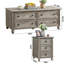 Ensemble de table basse et table de chevet 2 pièces Farmhouse, meubles de salon et de chambre à coucher en bois avec rangement caché, colonne romaine et base cylindrique-1018276268-1018276269